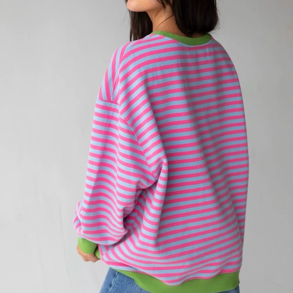Natural Life Oversized Striped Crewneck in taffy twist women’s S/M - Picture 2 of 7
